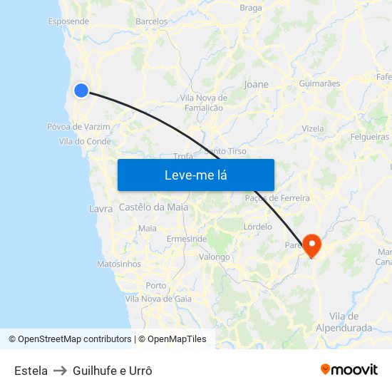 Estela to Guilhufe e Urrô map