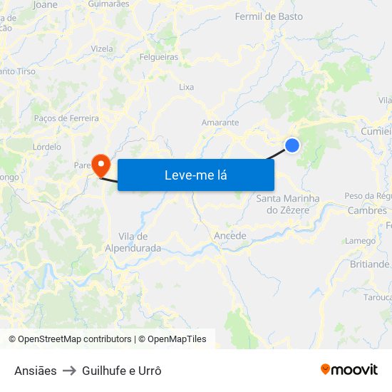 Ansiāes to Guilhufe e Urrô map