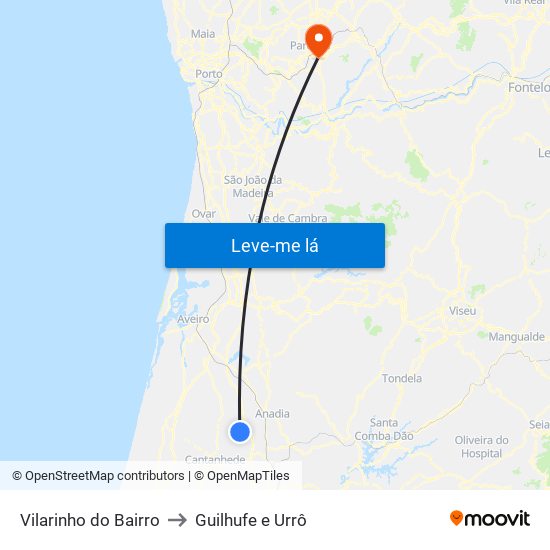 Vilarinho do Bairro to Guilhufe e Urrô map