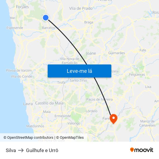 Silva to Guilhufe e Urrô map