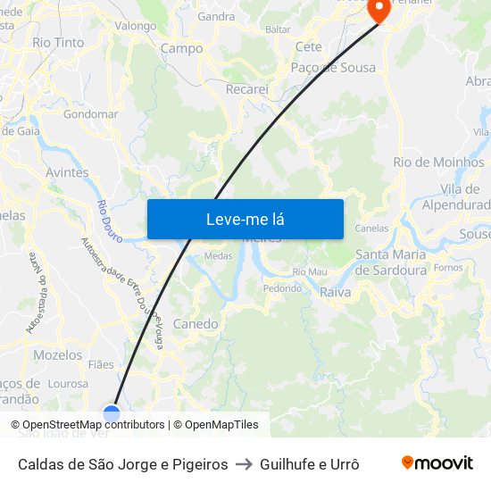 Caldas de São Jorge e Pigeiros to Guilhufe e Urrô map