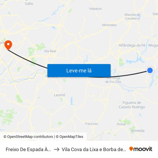 Freixo De Espada À Cinta to Vila Cova da Lixa e Borba de Godim map