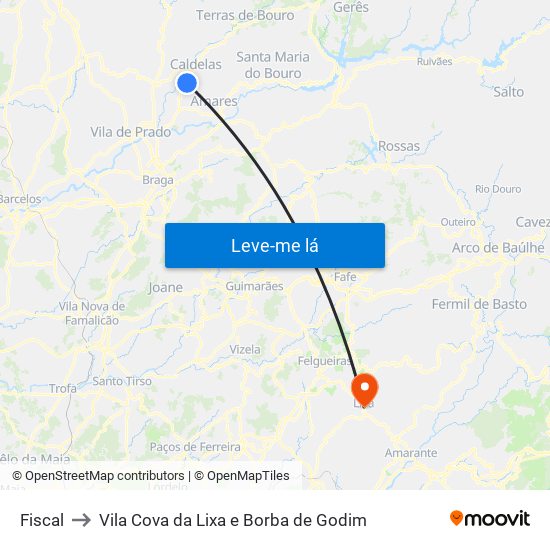 Fiscal to Vila Cova da Lixa e Borba de Godim map