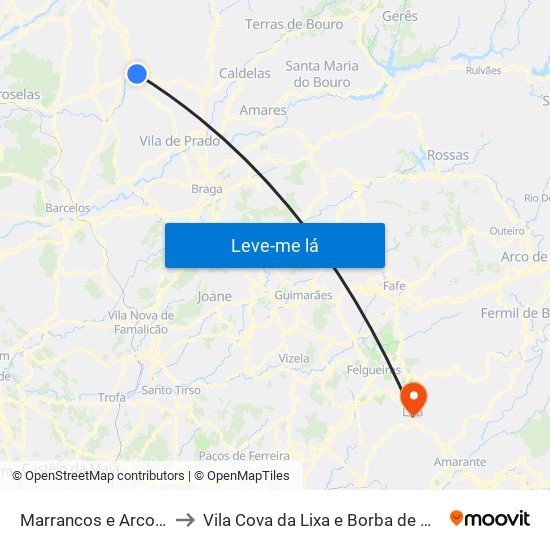 Marrancos e Arcozelo to Vila Cova da Lixa e Borba de Godim map