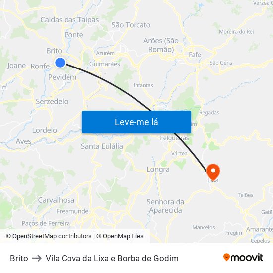 Brito to Vila Cova da Lixa e Borba de Godim map