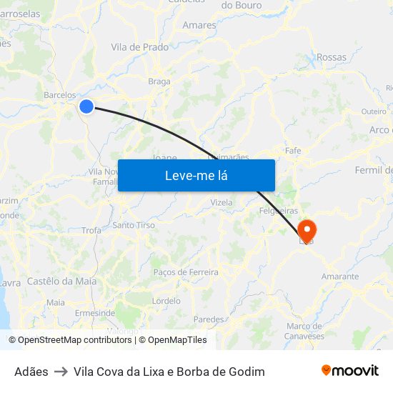 Adães to Vila Cova da Lixa e Borba de Godim map