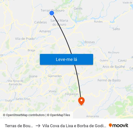 Terras de Bouro to Vila Cova da Lixa e Borba de Godim map