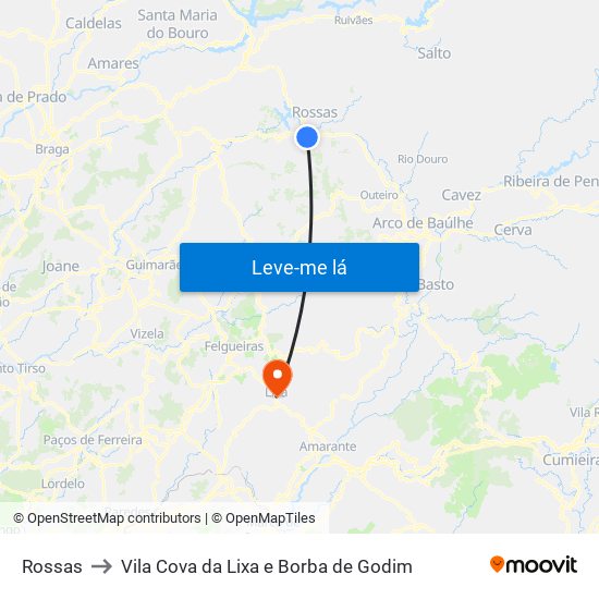 Rossas to Vila Cova da Lixa e Borba de Godim map