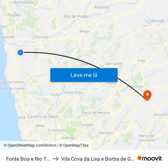 Fonte Boa e Rio Tinto to Vila Cova da Lixa e Borba de Godim map