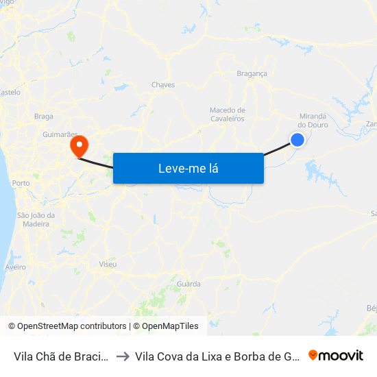 Vila Chã de Braciosa to Vila Cova da Lixa e Borba de Godim map