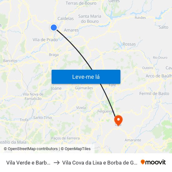 Vila Verde e Barbudo to Vila Cova da Lixa e Borba de Godim map