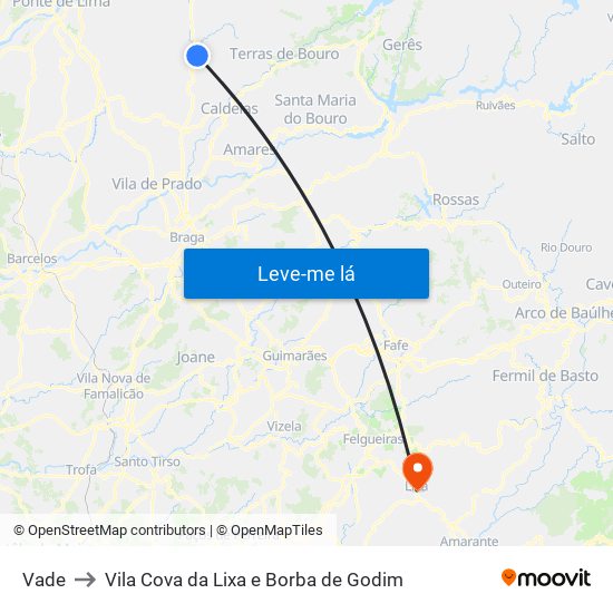 Vade to Vila Cova da Lixa e Borba de Godim map