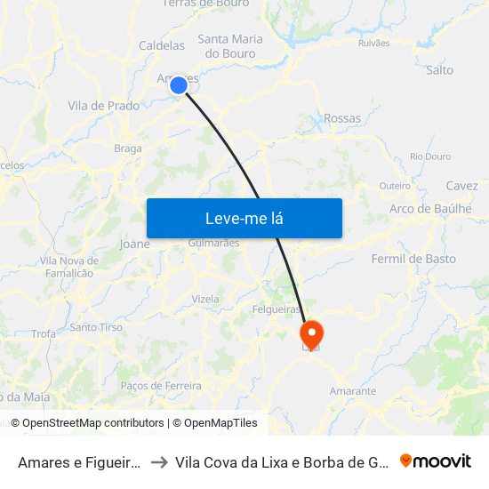 Amares e Figueiredo to Vila Cova da Lixa e Borba de Godim map