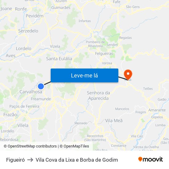 Figueiró to Vila Cova da Lixa e Borba de Godim map