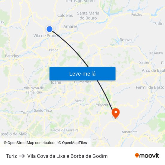 Turiz to Vila Cova da Lixa e Borba de Godim map