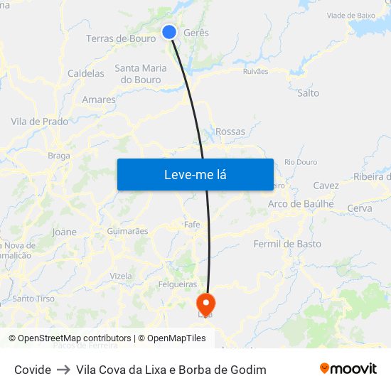 Covide to Vila Cova da Lixa e Borba de Godim map