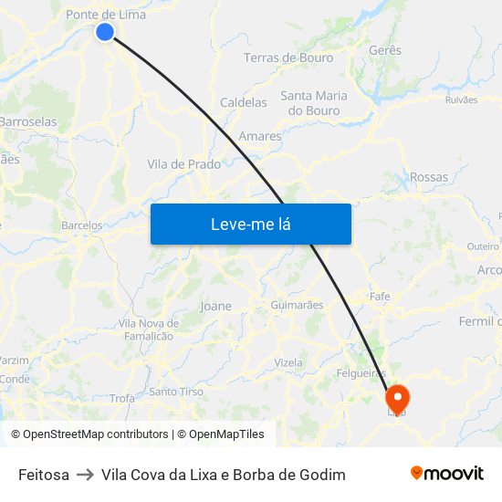 Feitosa to Vila Cova da Lixa e Borba de Godim map