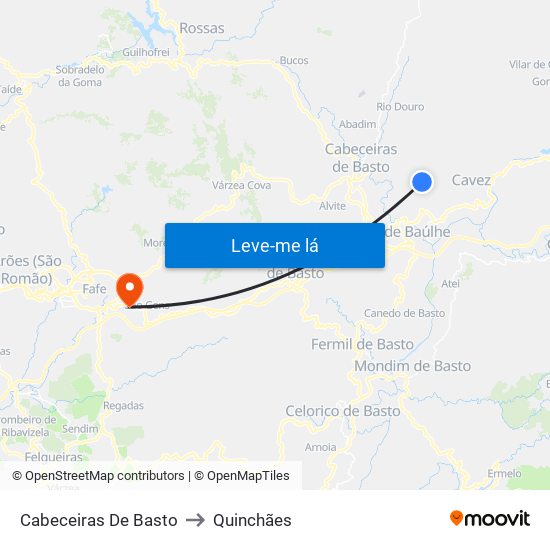 Cabeceiras De Basto to Quinchães map