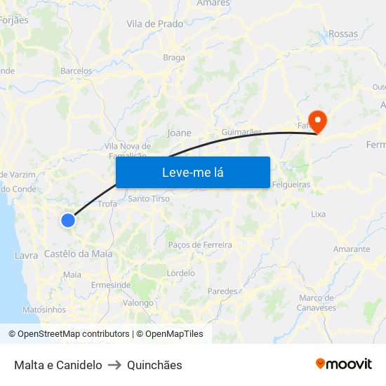 Malta e Canidelo to Quinchães map