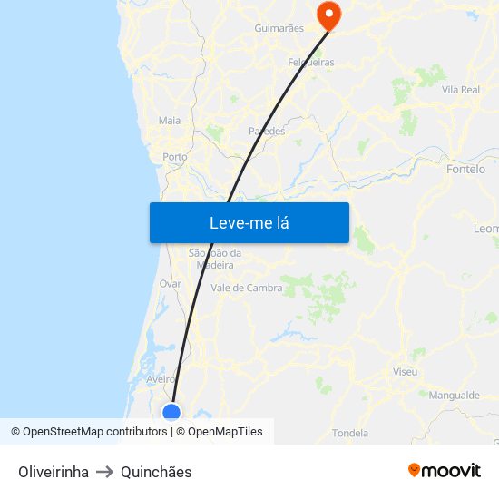 Oliveirinha to Quinchães map