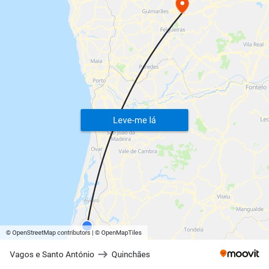 Vagos e Santo António to Quinchães map