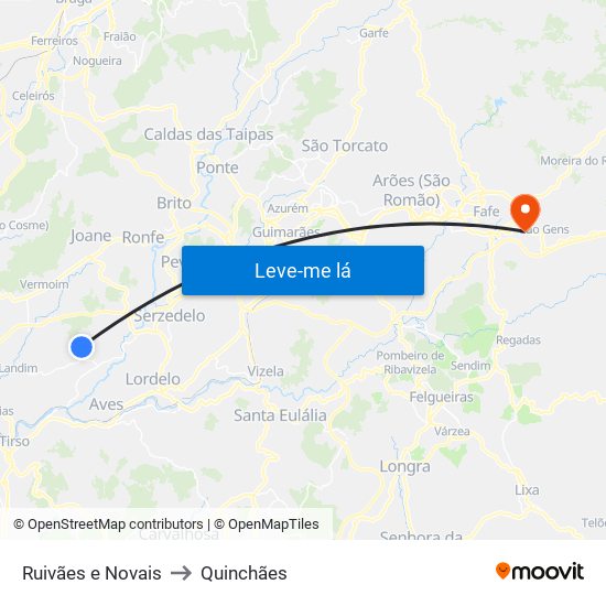 Ruivães e Novais to Quinchães map