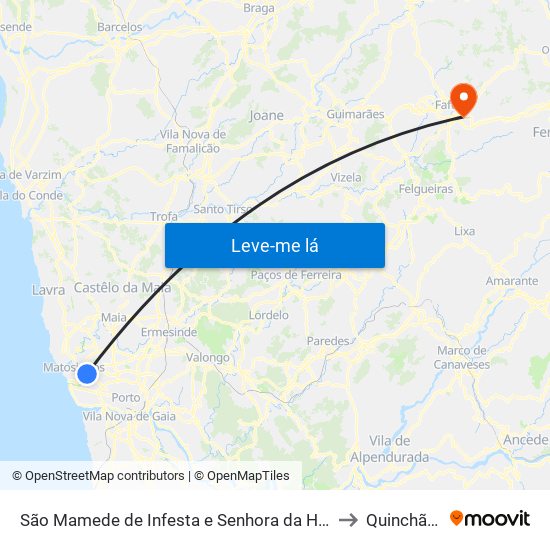 São Mamede de Infesta e Senhora da Hora to Quinchães map