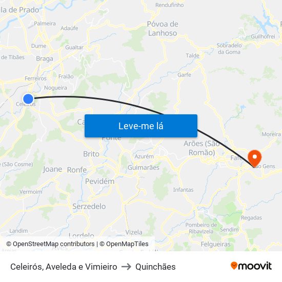 Celeirós, Aveleda e Vimieiro to Quinchães map