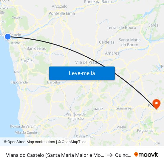 Viana do Castelo (Santa Maria Maior e Monserrate) e Meadela to Quinchães map