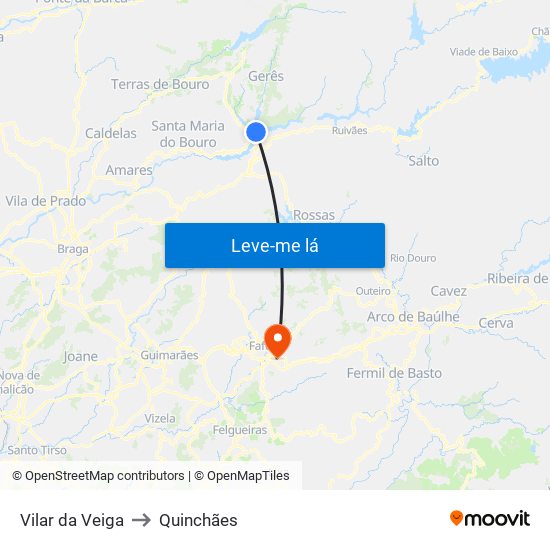 Vilar da Veiga to Quinchães map