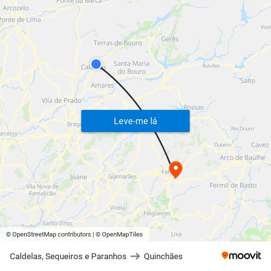 Caldelas, Sequeiros e Paranhos to Quinchães map