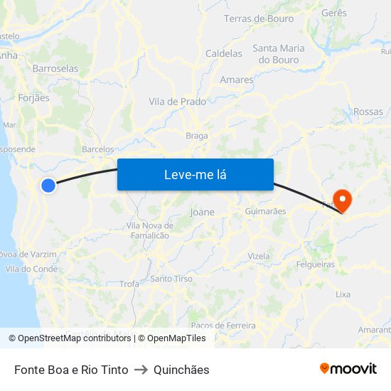 Fonte Boa e Rio Tinto to Quinchães map
