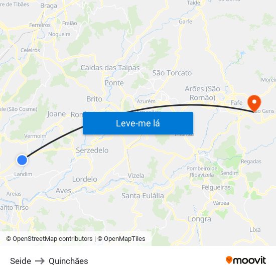 Seide to Quinchães map