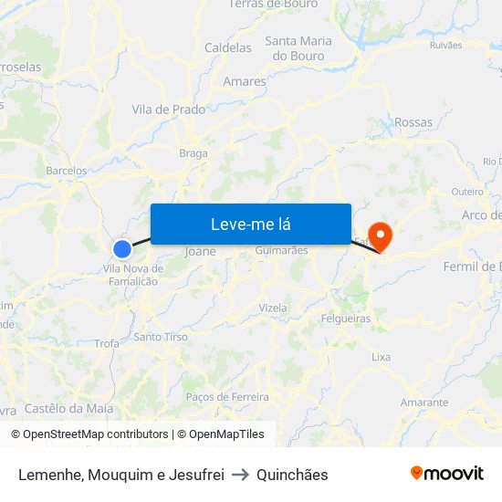 Lemenhe, Mouquim e Jesufrei to Quinchães map