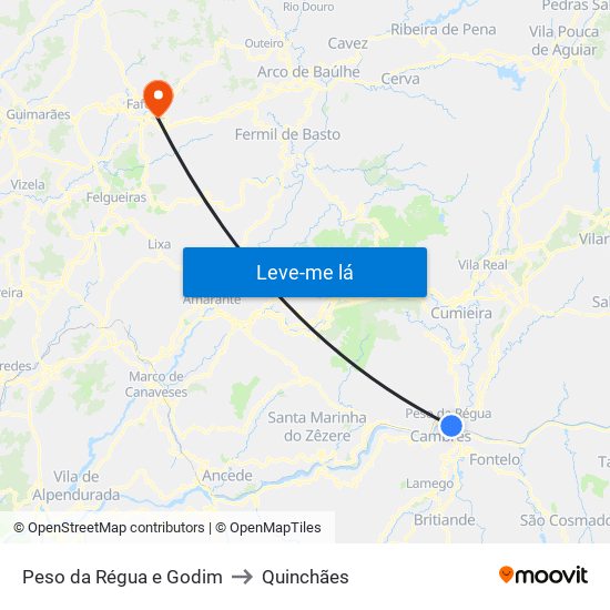 Peso da Régua e Godim to Quinchães map