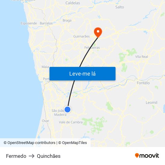 Fermedo to Quinchães map