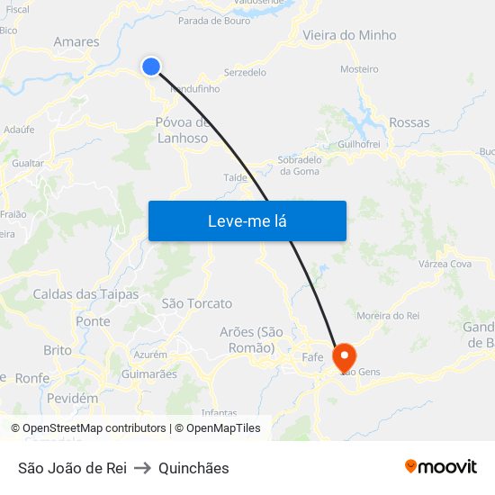 São João de Rei to Quinchães map