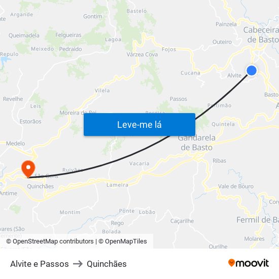 Alvite e Passos to Quinchães map