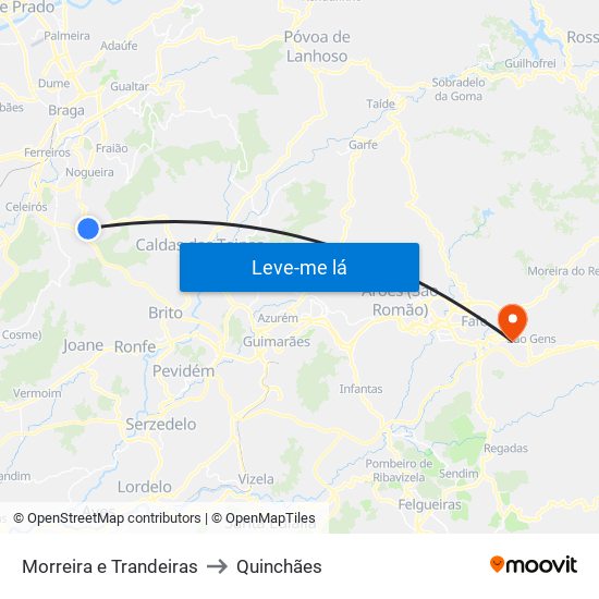 Morreira e Trandeiras to Quinchães map