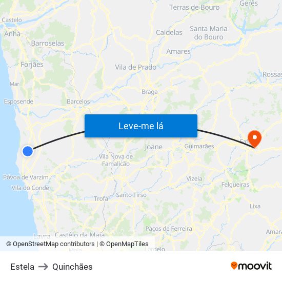 Estela to Quinchães map