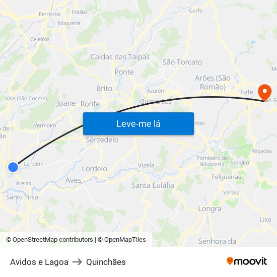 Avidos e Lagoa to Quinchães map