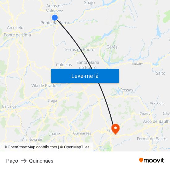 Paçô to Quinchães map