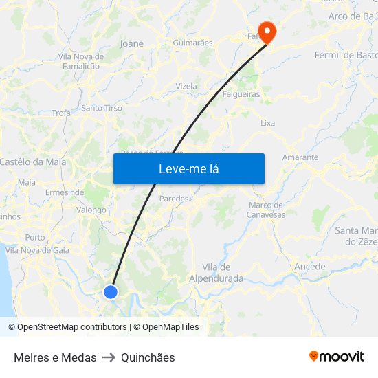 Melres e Medas to Quinchães map