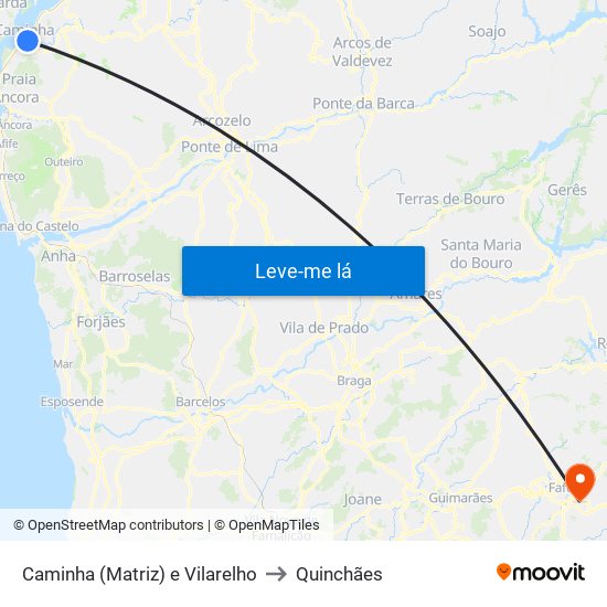 Caminha (Matriz) e Vilarelho to Quinchães map