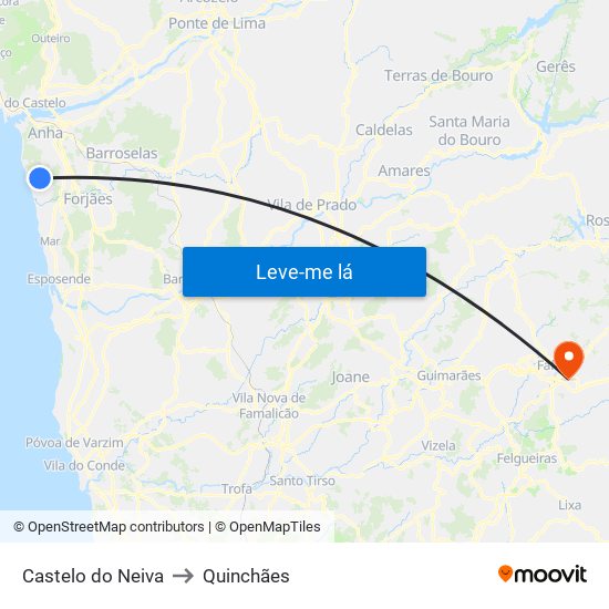 Castelo do Neiva to Quinchães map
