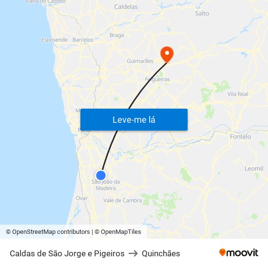 Caldas de São Jorge e Pigeiros to Quinchães map