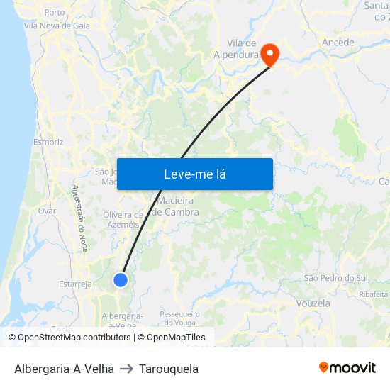 Albergaria-A-Velha to Tarouquela map