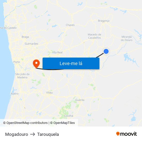 Mogadouro to Tarouquela map