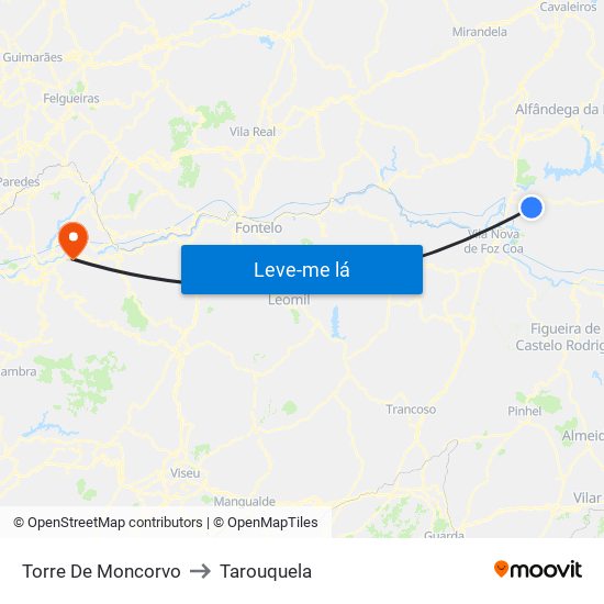 Torre De Moncorvo to Tarouquela map