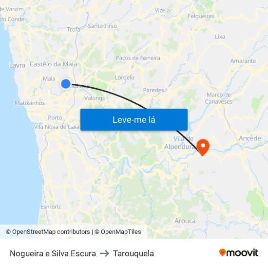 Nogueira e Silva Escura to Tarouquela map